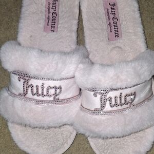 Juicy Couture White Furry Slides